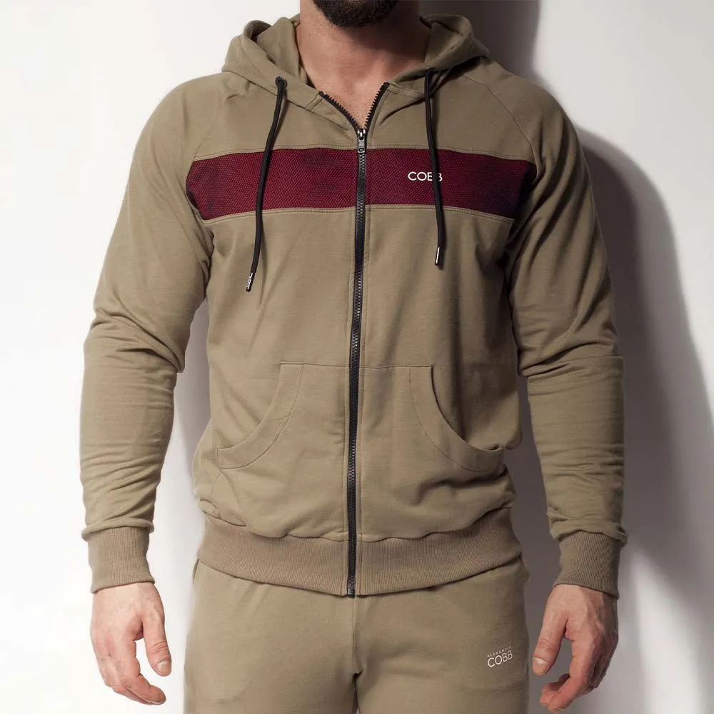 Alexander Cobb Stripe Zipper Hoody Army