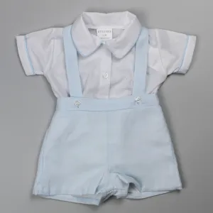 Baby Boys Shirt & Shorts with Braces - Light Blue