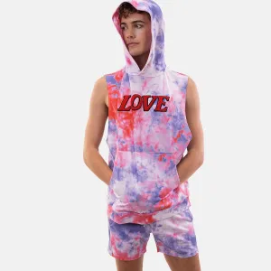 Barcode Berlin Sleeveless Hoody Jax Tiedye Blue Red