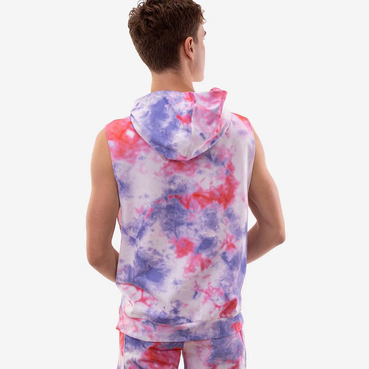 Barcode Berlin Sleeveless Hoody Jax Tiedye Blue Red