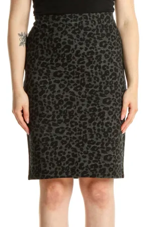 Black Animal Print Classic Pencil Skirt