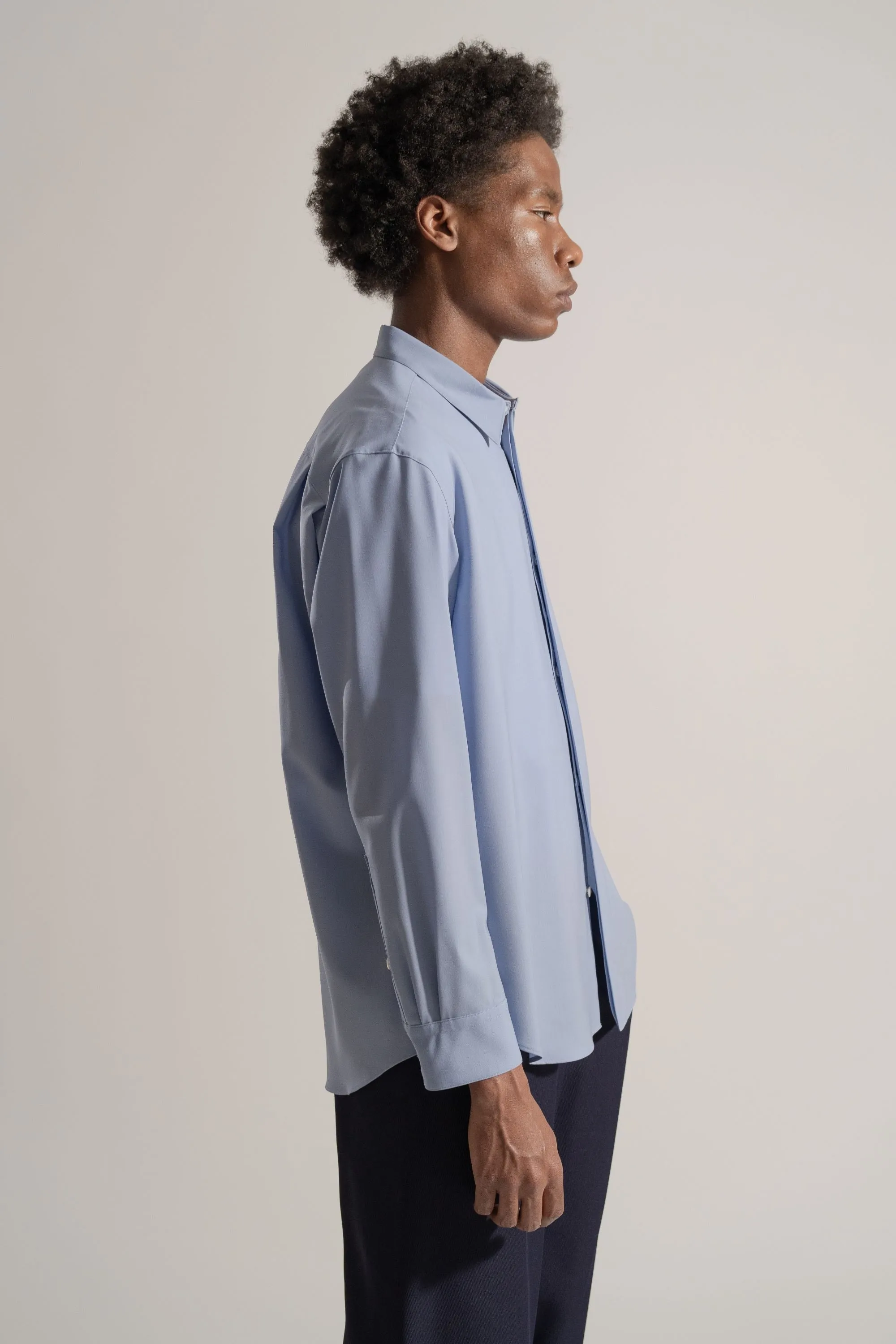 Classic Wool Shirt in Saxe Blue