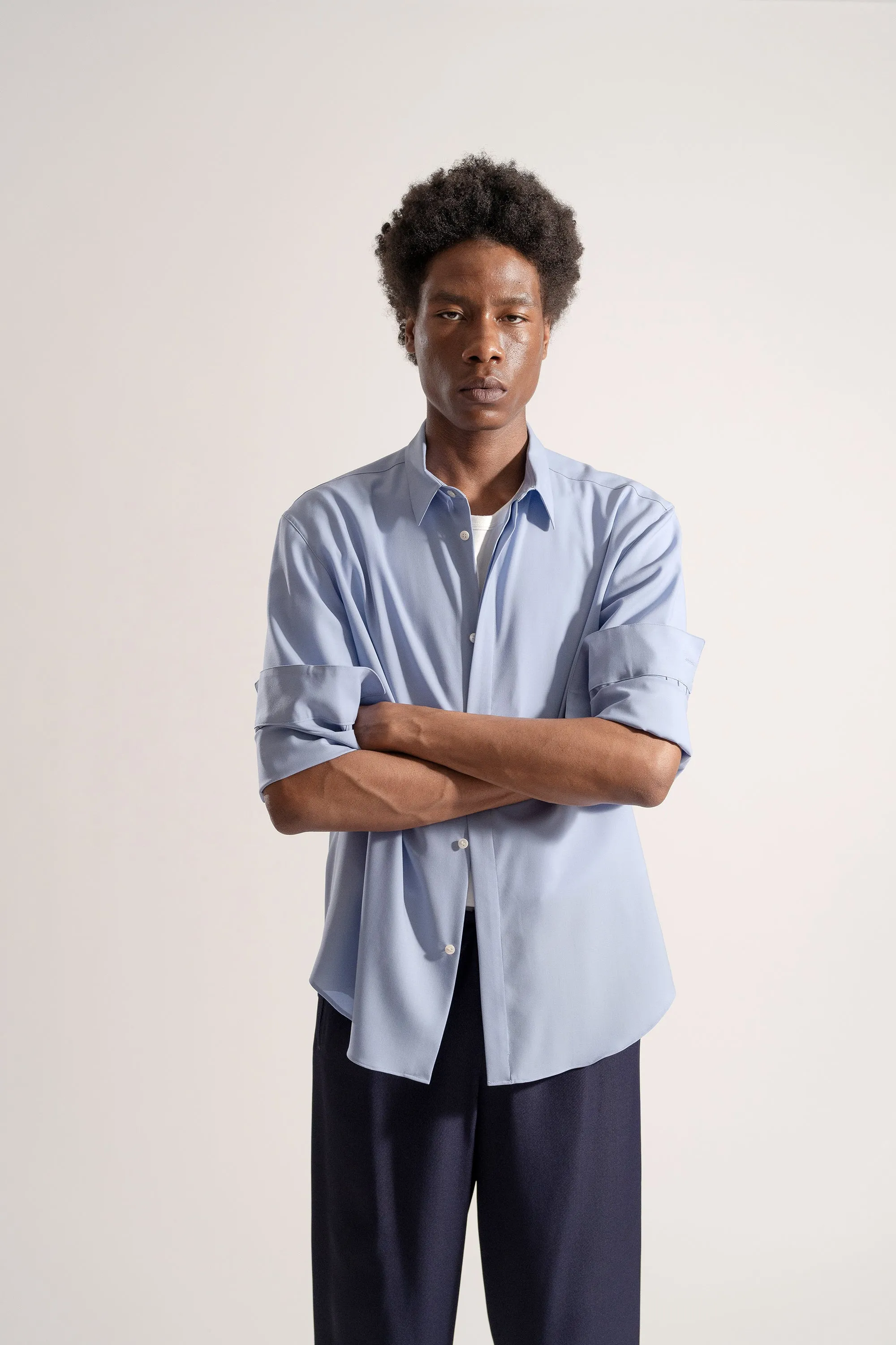 Classic Wool Shirt in Saxe Blue