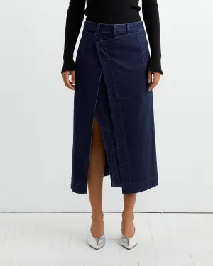 Denim Wrap Skirt in Classic Indigo