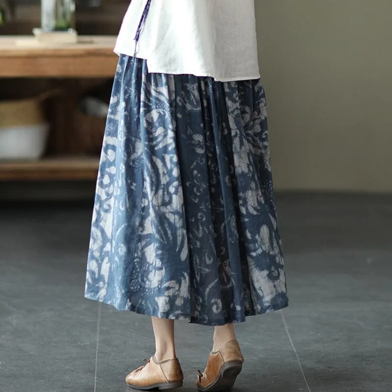 Floral Retro Linen Skirts