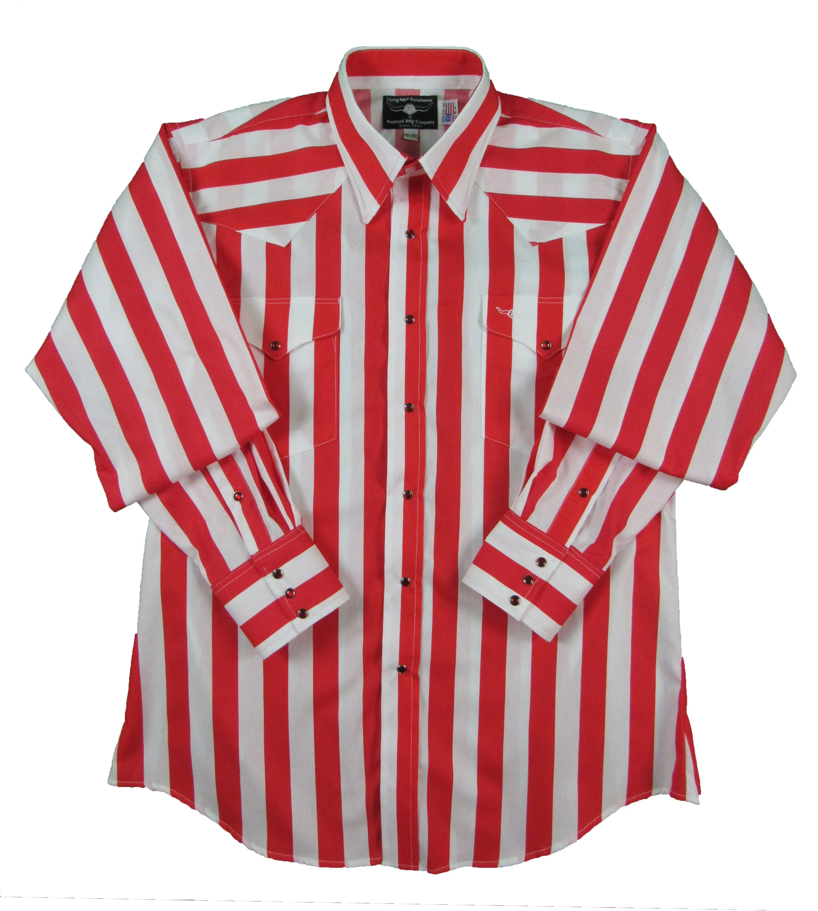 Flying R Ranchwear - Cantina Rodeo Stripe - Red White - Long Sleeve - Snaps