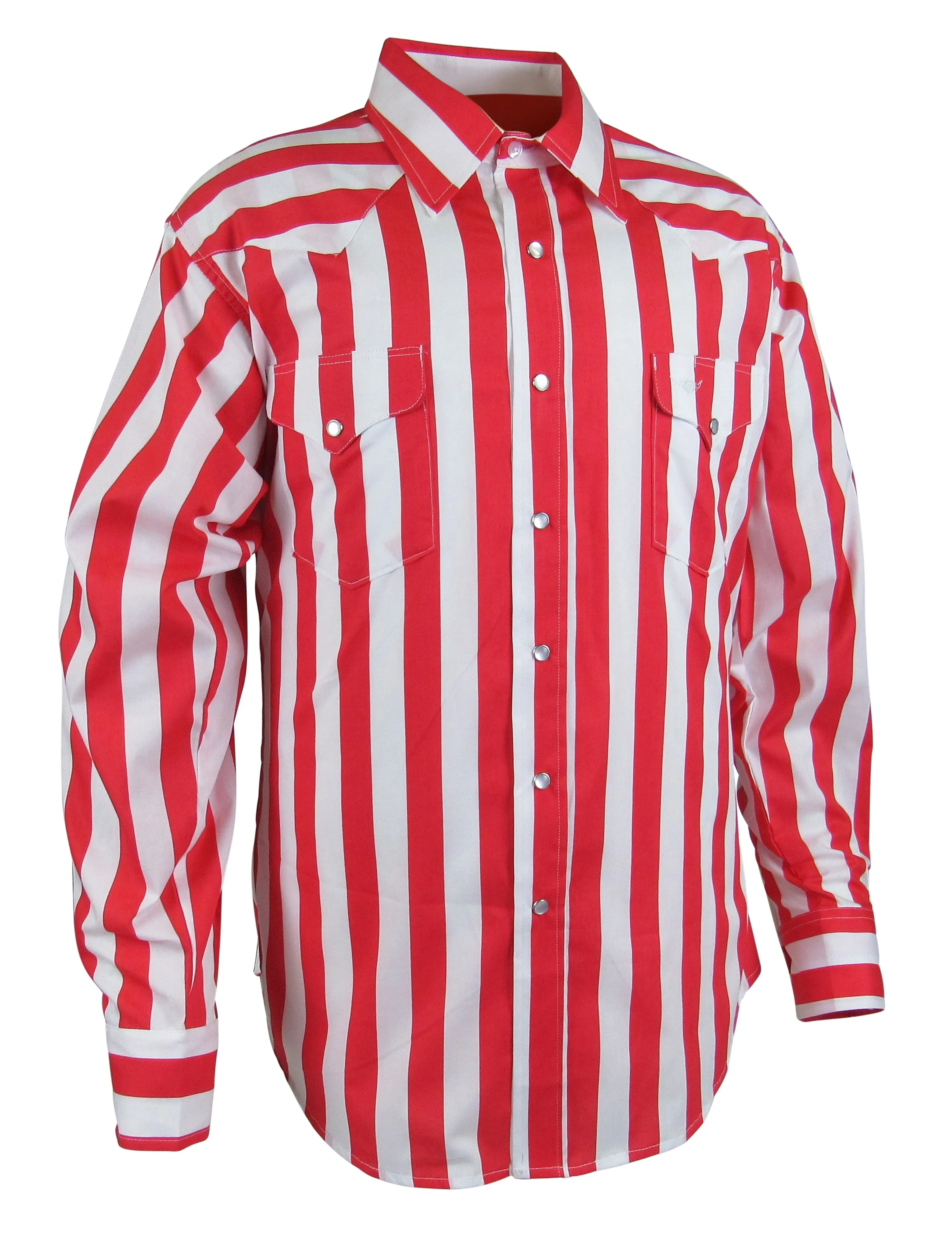 Flying R Ranchwear - Cantina Rodeo Stripe - Red White - Long Sleeve - Snaps