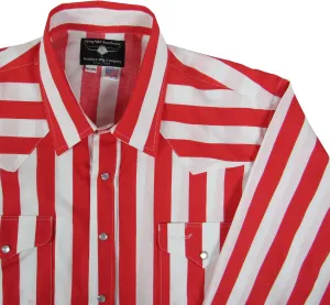 Flying R Ranchwear - Cantina Rodeo Stripe - Red White - Long Sleeve - Snaps