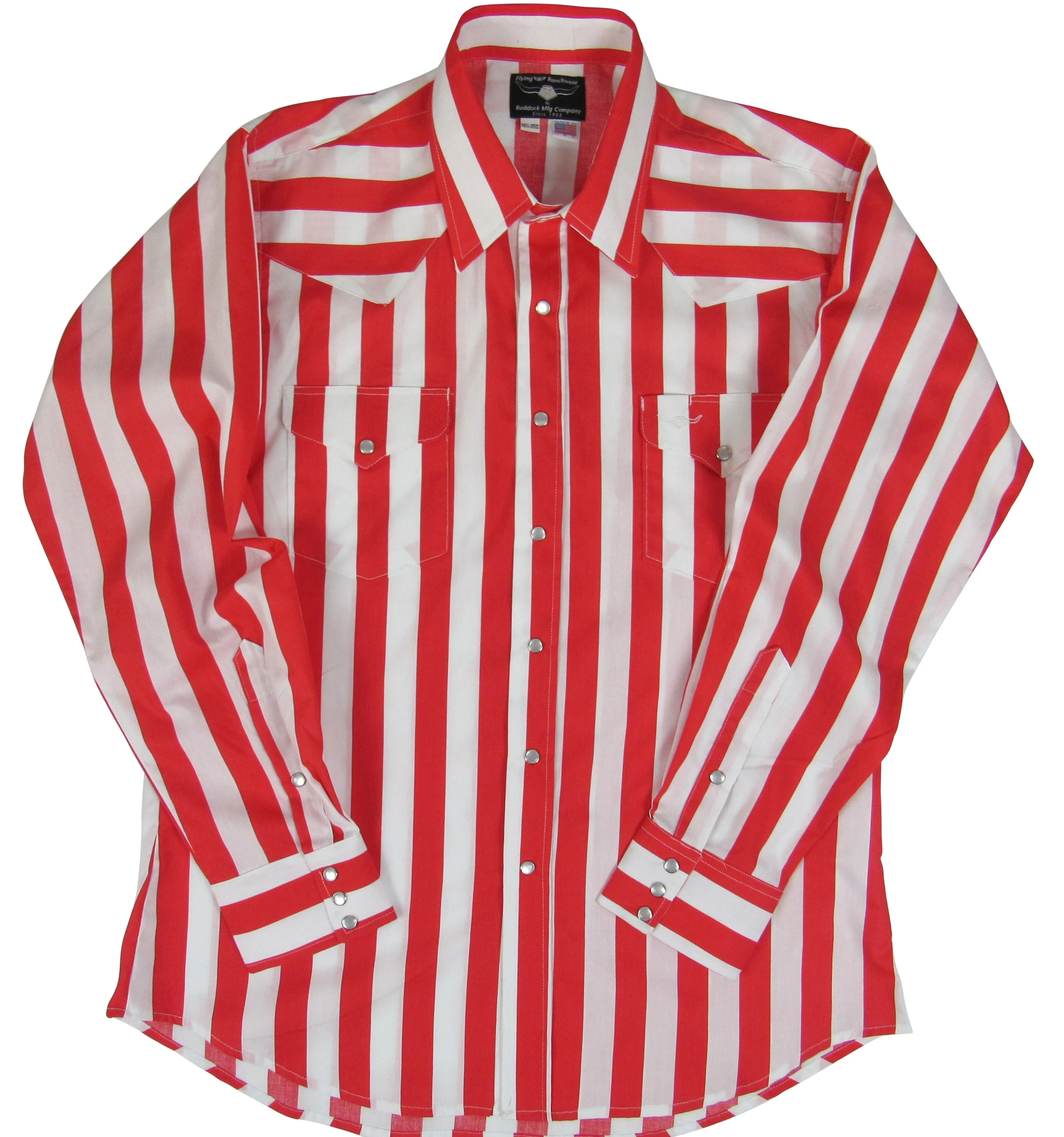 Flying R Ranchwear - Cantina Rodeo Stripe - Red White - Long Sleeve - Snaps