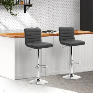 Grey PU Leather Bar Stools, 360° Swivel, Gas Lift | Artiss