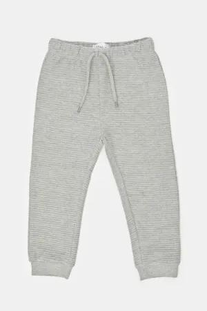 Infant Boys Grey Ribbed Active Pants