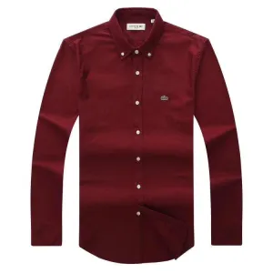 Lacoste Custom Fits Long sleeve Wine Shirts