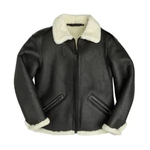 Men's B-6 Black Shearling Bomber Jacket - Classic Style