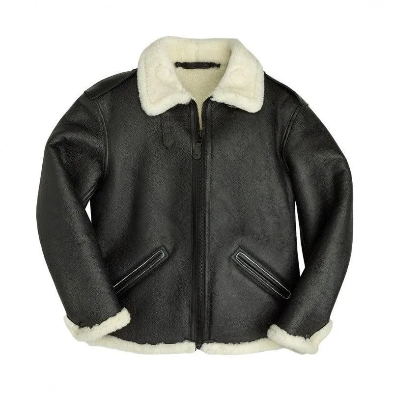 Men's B-6 Black Shearling Bomber Jacket - Classic Style