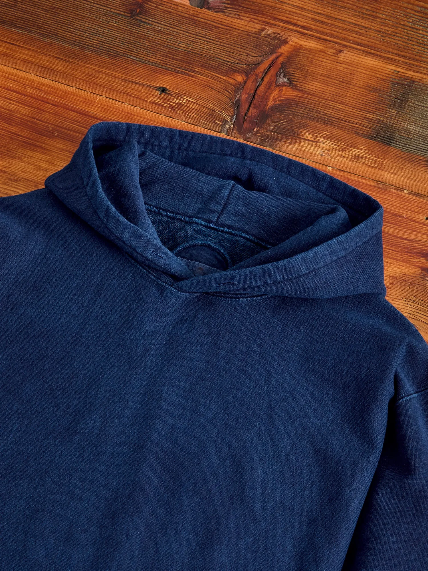 Organic Hand-Dyed Pullover Hoodie in Indigo