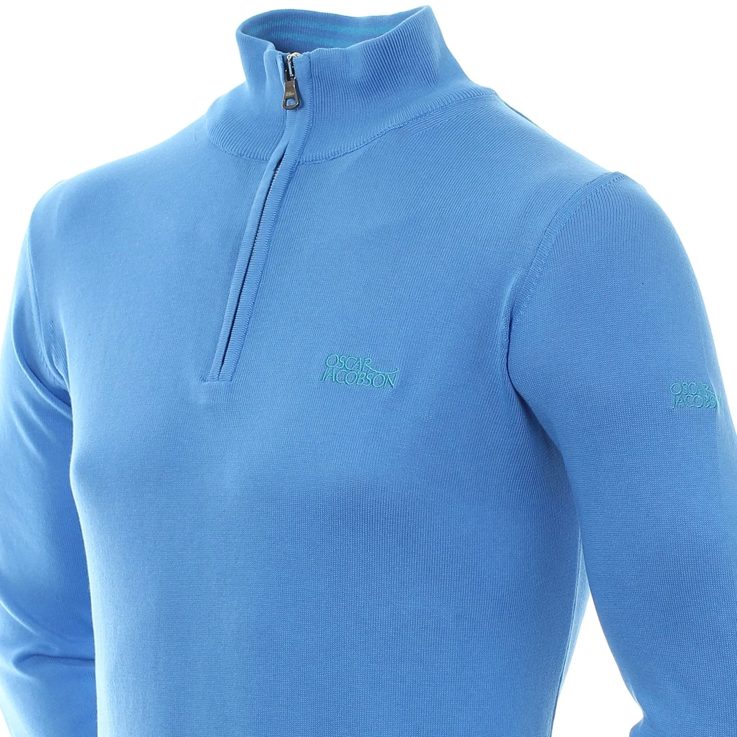 Oscar Jacobson Waldorf Tour Half Zip Sweater Mid Blue