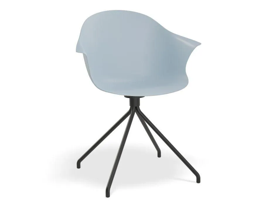 Pebble Armchair Pale Blue with Shell Seat - Pyramid Fixed Base