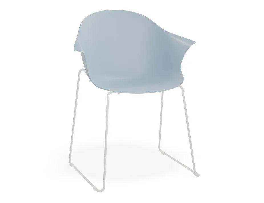 Pebble Armchair Pale Blue with Shell Seat - Pyramid Fixed Base