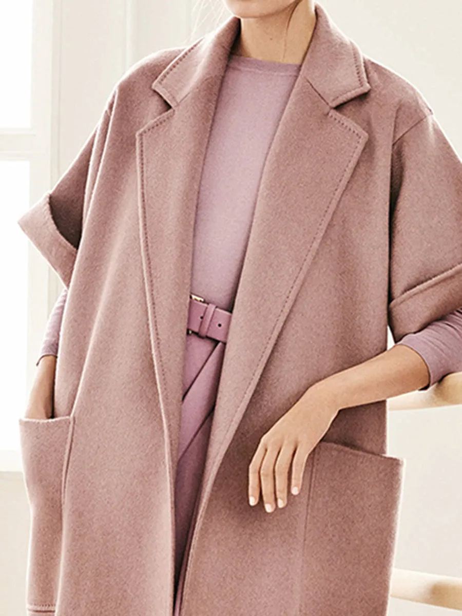 Pure Color Fashion Casual Warm Long Coat