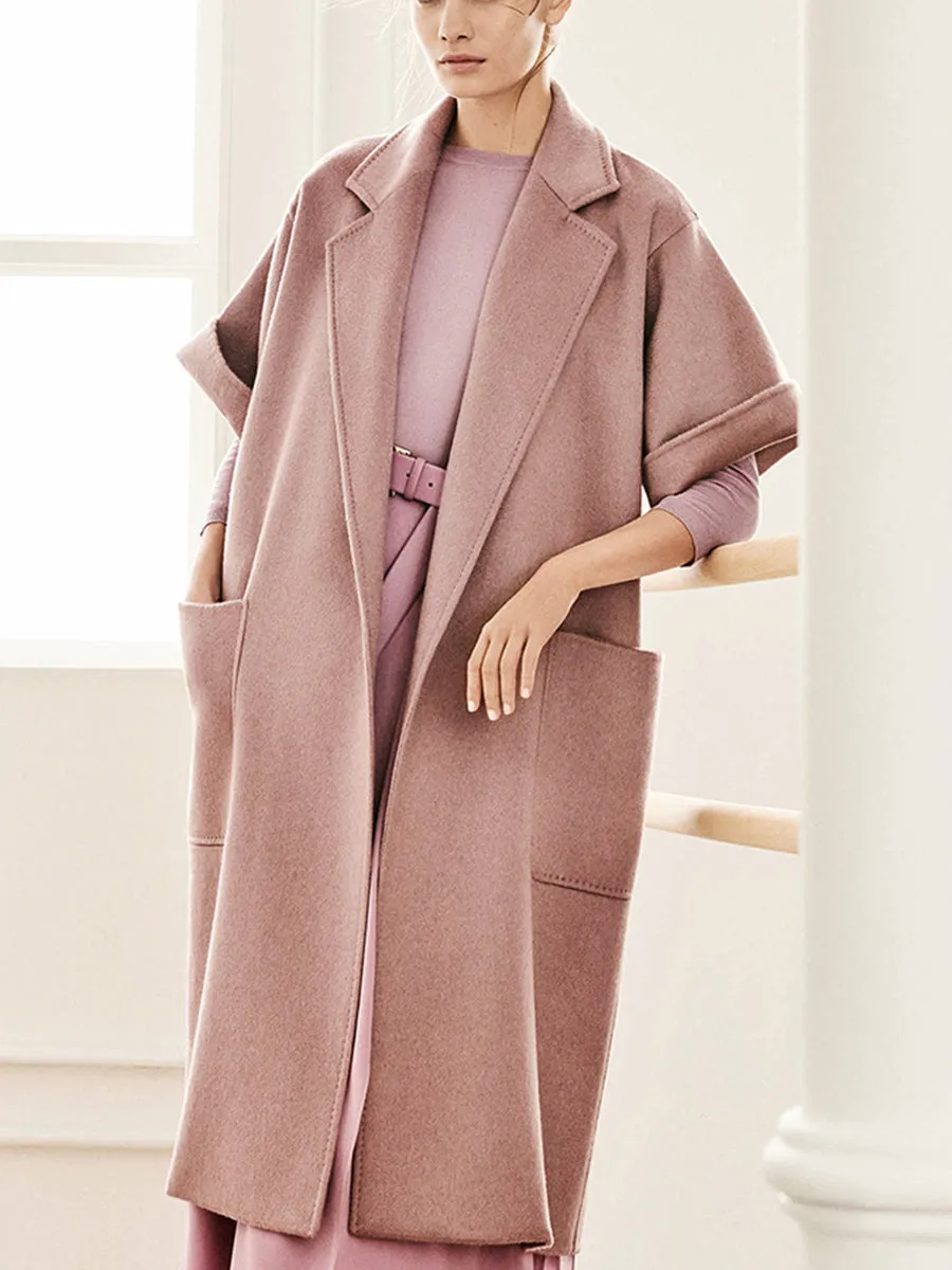 Pure Color Fashion Casual Warm Long Coat