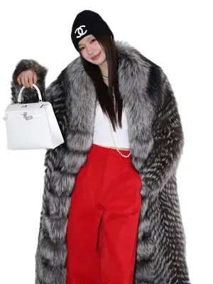 Ribbed Design Fur Coat