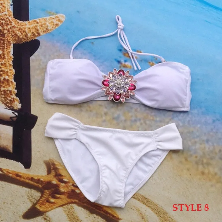 Summer Style Women Swimsuit New Arrive Sexy Rhinestone Bikini Set Crystal Push Up Swimwear Bikini Bathing Suit