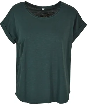 Womens long slub tee | Bottle Green